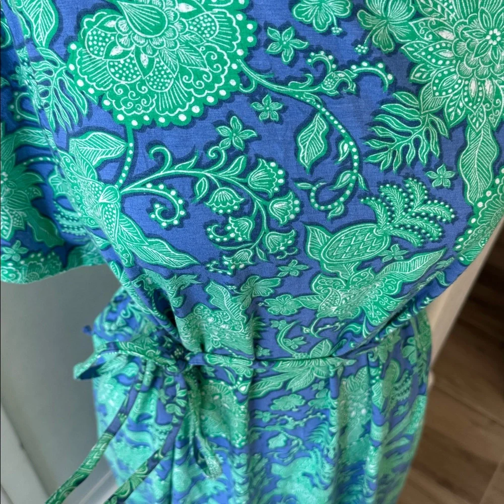 J. Jill 2X blue green floral knit maxi dress - Picture 7 of 9